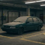 Coche abandonado en garaje