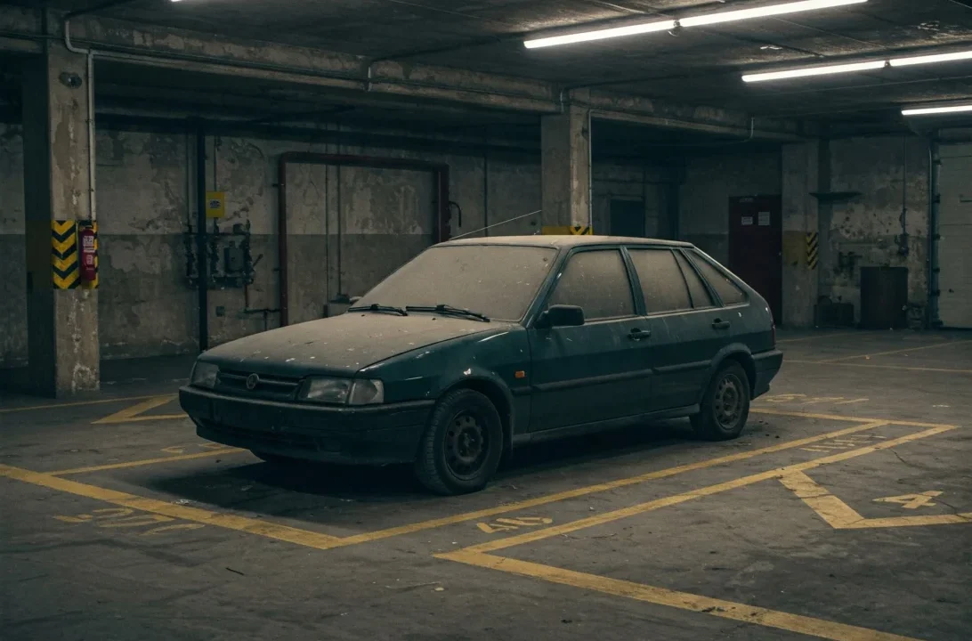 Coche abandonado en garaje